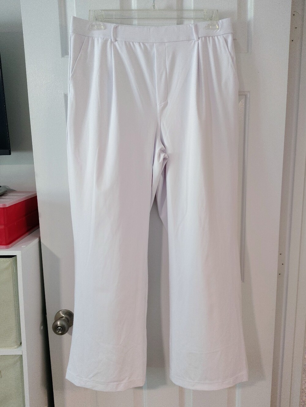HALARA Flex High Waist Pocket Wide Leg and flare (M)Work Pants White - Picture 14 of 16